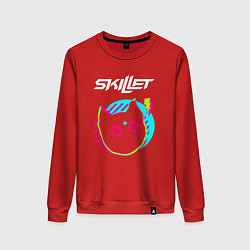 Свитшот хлопковый женский Skillet rock star cat, цвет: красный