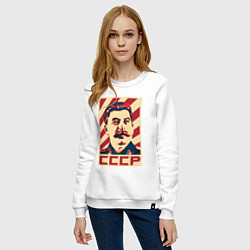 Свитшот хлопковый женский СССР Сталин, цвет: белый — фото 2