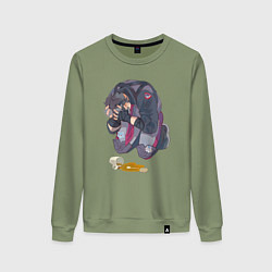 Свитшот хлопковый женский Oh no, my tea - Wriothesley, цвет: авокадо