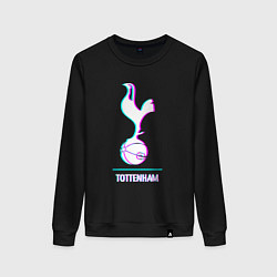 Свитшот хлопковый женский Tottenham FC в стиле glitch, цвет: черный
