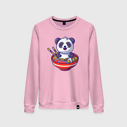 Свитшот хлопковый женский Панда ест рамен, цвет: светло-розовый