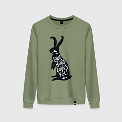 Свитшот хлопковый женский Какой-то кролик тебя любит, цвет: авокадо
