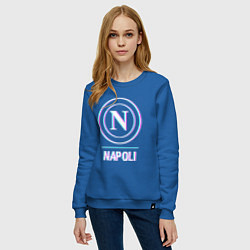 Свитшот хлопковый женский Napoli FC в стиле glitch, цвет: синий — фото 2