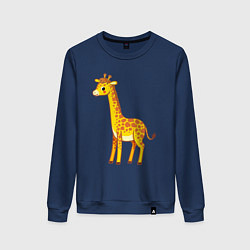 Свитшот хлопковый женский Добрый жираф, цвет: тёмно-синий