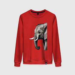 Свитшот хлопковый женский Большой африканский слон, цвет: красный