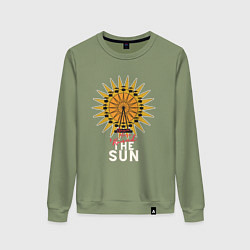 Свитшот хлопковый женский Once more round the Sun, цвет: авокадо