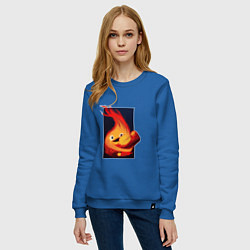 Свитшот хлопковый женский Кальцифер из Ходячего замка, цвет: синий — фото 2