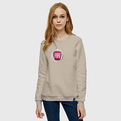 Свитшот хлопковый женский FIAT sport auto logo, цвет: миндальный — фото 2