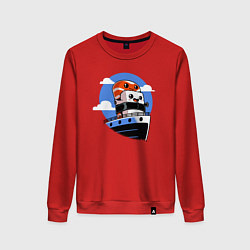 Свитшот хлопковый женский Вкусная суши-любовь на Титанике, цвет: красный