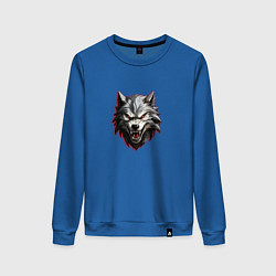 Свитшот хлопковый женский Злой и страшный серый волк, цвет: синий
