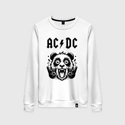 Свитшот хлопковый женский AC DC - rock panda, цвет: белый