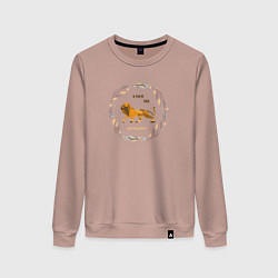 Свитшот хлопковый женский Лев рычит надпись, цвет: пыльно-розовый