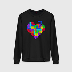 Свитшот хлопковый женский Color tetris, цвет: черный