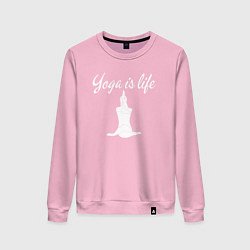 Свитшот хлопковый женский Yoga is life, цвет: светло-розовый