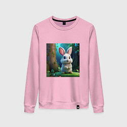 Свитшот хлопковый женский Зайчик на поляне, цвет: светло-розовый