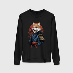 Женский свитшот Собака Сиба-ину самурай