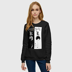 Свитшот хлопковый женский Тетрадь смерти Лайт Ягами, цвет: черный — фото 2