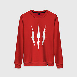 Свитшот хлопковый женский Белый логотип дикой охоты из игры Ведьмак 3, цвет: красный