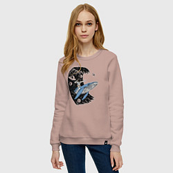 Свитшот хлопковый женский Космонавт и кит, цвет: пыльно-розовый — фото 2