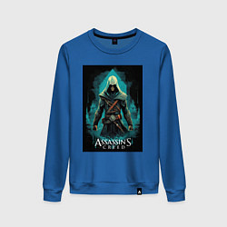 Свитшот хлопковый женский Assassins creed изумрудный туман, цвет: синий