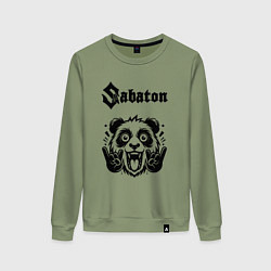 Свитшот хлопковый женский Sabaton - rock panda, цвет: авокадо