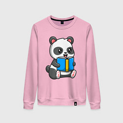 Свитшот хлопковый женский Панда читает, цвет: светло-розовый