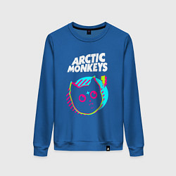 Свитшот хлопковый женский Arctic Monkeys rock star cat, цвет: синий