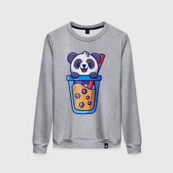 Свитшот хлопковый женский Панда в стаканчике, цвет: меланж
