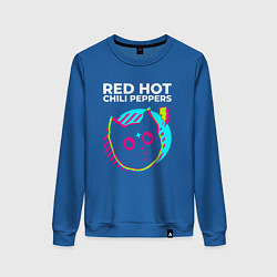 Свитшот хлопковый женский Red Hot Chili Peppers rock star cat, цвет: синий
