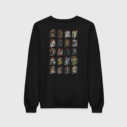 Женский свитшот Апекс легенд - все герои / Черный – фото 2