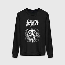 Свитшот хлопковый женский Slayer rock panda, цвет: черный