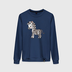 Свитшот хлопковый женский Маленькая зебра, цвет: тёмно-синий