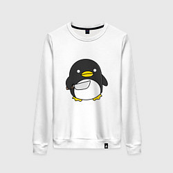 Свитшот хлопковый женский Линукс пингвин, цвет: белый