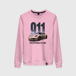 Свитшот хлопковый женский Порше 911 спортивный автомобиль, цвет: светло-розовый
