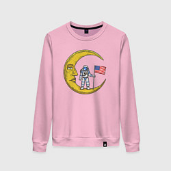Свитшот хлопковый женский USA on the moon, цвет: светло-розовый
