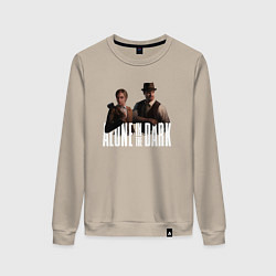 Свитшот хлопковый женский Alone in the dark - Emily and Edward, цвет: миндальный