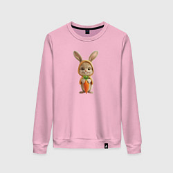 Женский свитшот Веселый заяц - кролик с морковкой