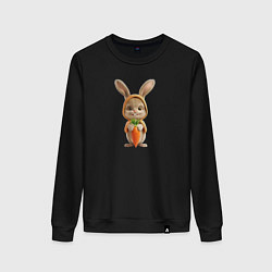 Женский свитшот Веселый заяц - кролик с морковкой