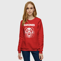 Свитшот хлопковый женский Ramones rock panda, цвет: красный — фото 2