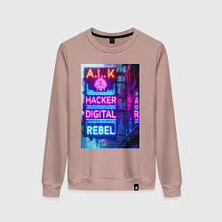 Женский свитшот Ai hacker digital rebel - neon glow