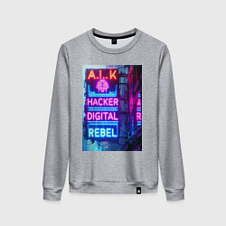 Женский свитшот Ai hacker digital rebel - neon glow