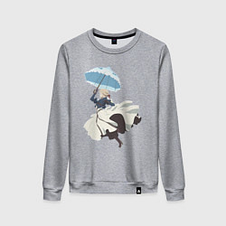 Свитшот хлопковый женский Вайолет Эвергарден автозапоминающая кукла, цвет: меланж