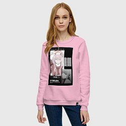Свитшот хлопковый женский Милый во Франксе Zero Two, цвет: светло-розовый — фото 2