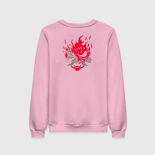 Женский свитшот Логотип Samurai Cyberpunk 2077 на спине / Светло-розовый – фото 2