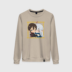 Свитшот хлопковый женский Арт по аниме о владыке демонов и его жене эльфийке, цвет: миндальный