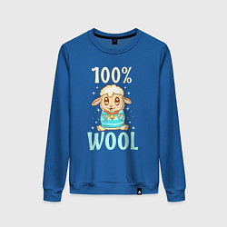 Свитшот хлопковый женский Стопроцентная шерсть, цвет: синий