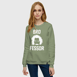 Свитшот хлопковый женский Brofessor - Эйнштейн бро, цвет: авокадо — фото 2