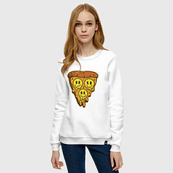 Свитшот хлопковый женский Happy nation pizza, цвет: белый — фото 2