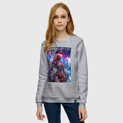 Свитшот хлопковый женский Cyber Barbie - neon glow fantasy, цвет: меланж — фото 2
