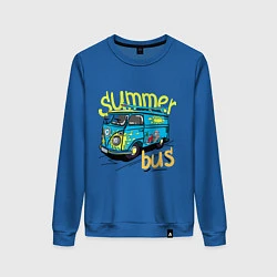 Свитшот хлопковый женский Summer bus, цвет: синий